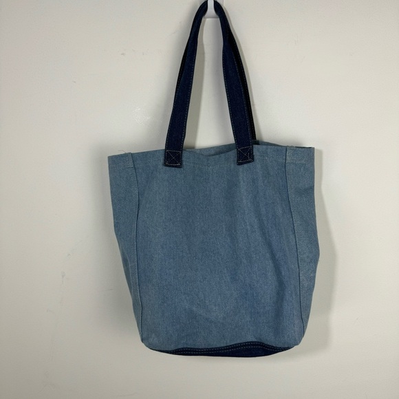 Bloomingdale’s Denim Jean Tote Bag Travel shopper Graffiti Paint - Picture 6 of 7